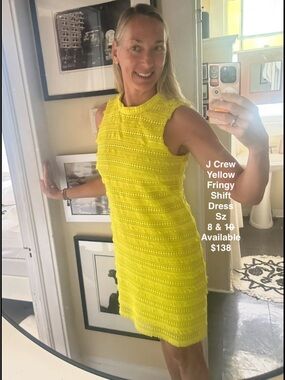 J. Crew Bright Yellow Sleeveless Fringy Shift Dress